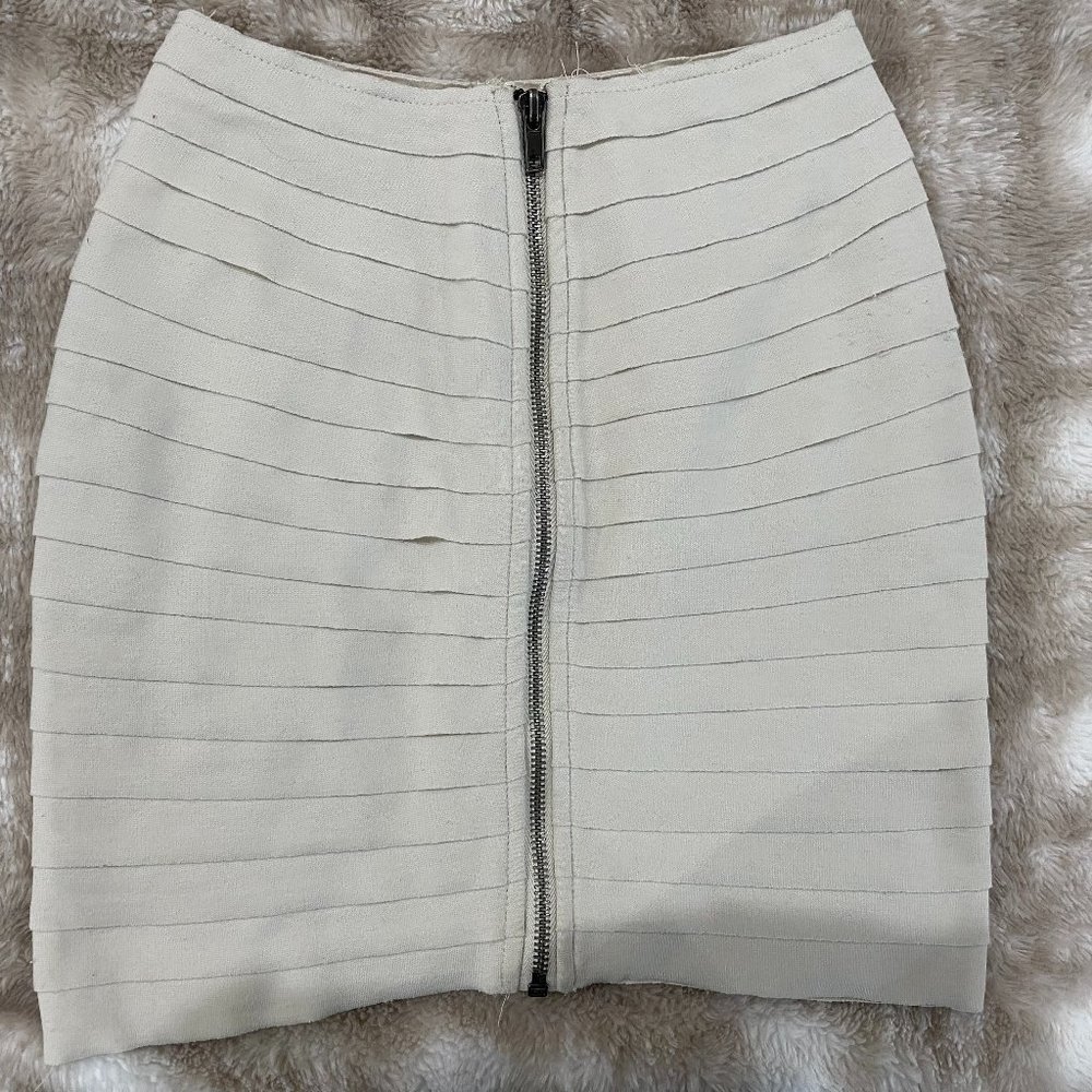 Urban Outfitters Ivory Front Zip Mini Skirt